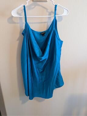 Torrid Women's 3x Satin Spaghetti Strap Teal Blue Cowl Tank Top Plus Size 22/24